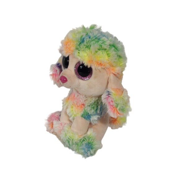 Ty Rainbow Poodle Dog Plush 2017 Stuffed Animal Big Glitter Eyes Colorful - Picture 2 of 11